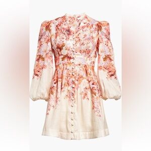 Zimmermann Devi Floral Print Linen Minidress